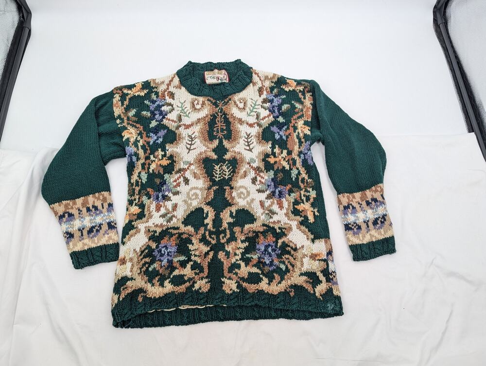 Vintage Grandmacore Sweater Crystal Kobe Med Chunky Winter Country Cozy Knit